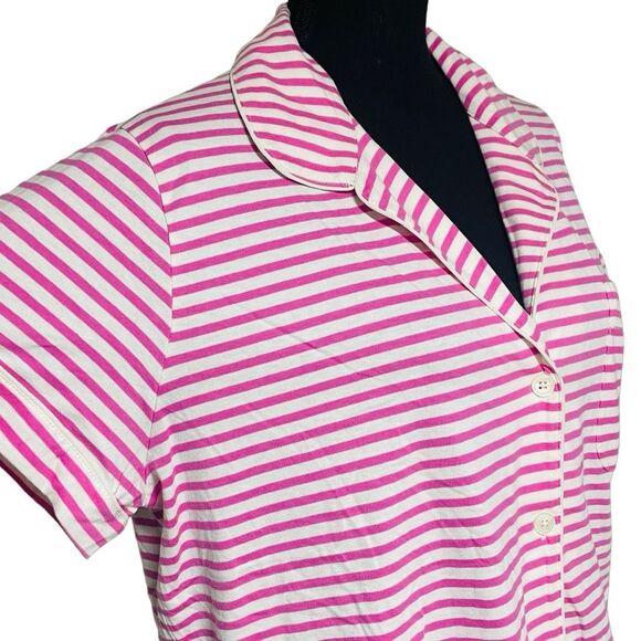 J Crew Pink and White Striped Sleep Shirt N0423 - Picture 2 of 7